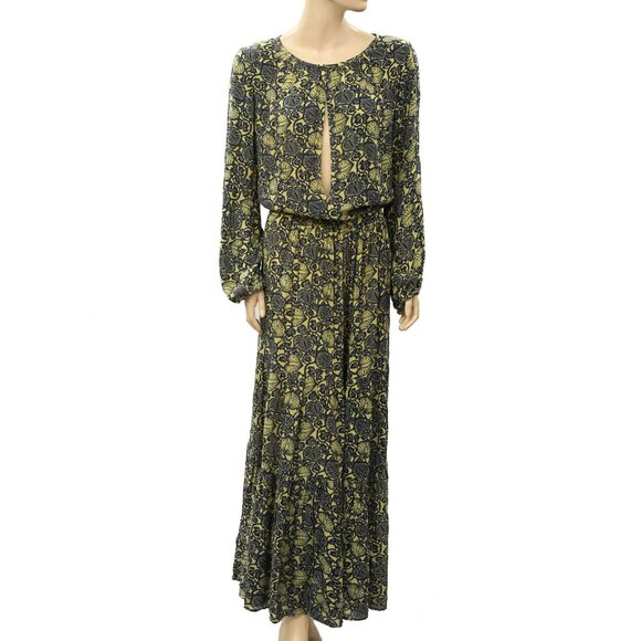 Mimi Liberte Floral Printed Maxi Long Dress Cutout Cotton Long Sleeves S - Picture 1 of 4